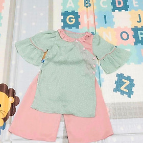 Áo dài bé gái Bi xanh lụa - AICDBGQKPQWK - AIN Closet