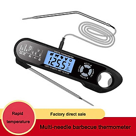 Digital Meat Thermometer Instant Read with Foldable 2 Probes Oven Safe Alarm for BBQ Roast