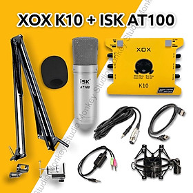 Bộ Mic Hát Livestream Soundcard XOX K10 2020 & Mic ISK AT100 Chất Lượng Cao, Âm Thanh Cực Kỳ Sống Động - Hàng Chính Hãng