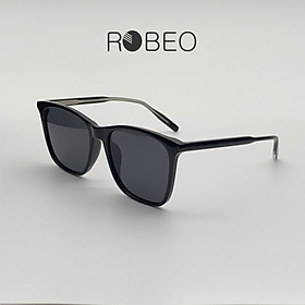 Kính mát vuông nam nữ ROBEO - R0432, phong cách cổ điển mắt chống tia uv - Fullbox - Đen bóng