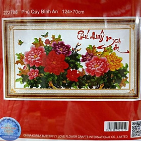 Mua Tranh thêu chữ thập hoa mẫu đơn Phú Quý Bình An 222788 (124x70) chưa thêu