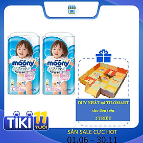 Combo 2 Gói Tã Quần Cao Cấp Moony Nhật Bản Bé Gái L44 (44 Miếng)