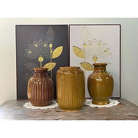 Mua Bình cắm hoa men màu da lươn hỏa biến  kiểu dáng khía. Gốm sứ Bát Tràng