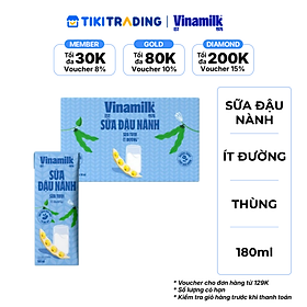 Thùng 48 hộp sữa đậu nành tươi ít đường Vinamilk 180ml