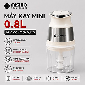 Máy Xay Mini Mishio MK389 - Dung Tích 0.8L, Xay Đồ Ăn Dặm, Gia Vị, Đồ Khô, Công Suất 250W Mạnh Mẽ - Hàng chính hãng