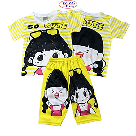 Đồ bộ bé gái vải thun hiệu MIMYKID in hình 3D quần lửng, quần áo trẻ em - LMTK-B06GH2