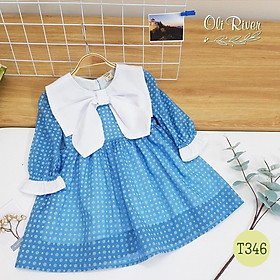 Váy bé gái dài tay xanh dương cổ thủy thủ cực chất cho mùa thu yêu dấu 8-35kg