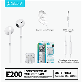 Mua Tai nghe nhét tai có dây cổng 3.5mm (1 jack) Celebrat E200 có mic - Hàng chính hãng
