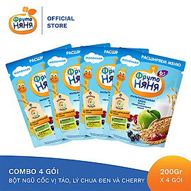 Combo 4 Gói Bột ngũ cốc sữa táo cherry Fruto Nyanya 200g