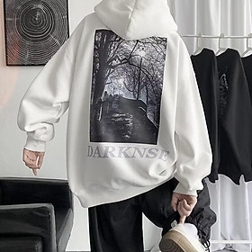 Áo Hoodie Dài Tay Dáng Rộng In Họa Tiết Màu Trắng Đen Phong Cách Đường Phố Mỹ Cho Nam Và Nữ Cỡ M-3XL