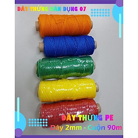 Dây thừng trang trí PE, HDPE 2mm nhiều màu (cuộn 90m). trang trí nhà cửa, làm đồ handmade, vòng đeo tay