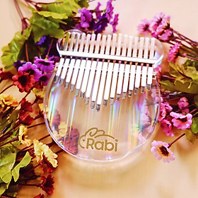 Combo Đàn Kalimba Trong Suốt Màu Cầu Vồng RABI RC08 Hình Gấu, Túi Chống Sốc K03