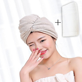 Mua Combo khăn ủ tóc quấn tóc sau khi gôi đầu A + khăn lau tóc 320g - mềm mại  thấm hút nhanh  chống gãy rụng tóc