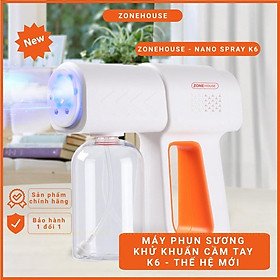 Máy Phun Xịt Khử Khuẩn Cầm Tay ZONEHOUSE Mẫu Mới K6 Gọn Nhẹ, Khử Trùng Bằng Công Nghệ Tia UV Nano Tím - Hàng Chính Hãng