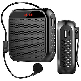 Bộ khuếch đại giọng nói mini di động Loa giọng nói cá nhân đa chức năng 5W 2400mAh có màn hình micrô cho cuộc họp phát biểu 4x3x1 Màu sắc: Đen