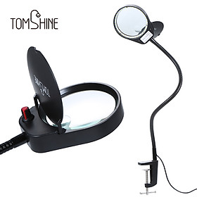 Tomshine 3X/10X Magnifying Glass Lamp with Metal Clamp Ultra Bright 38LEDs White Lighted Dimmable Desk Light Flexible