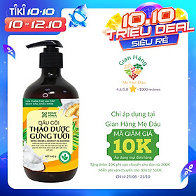 Dầu gội thảo dược gừng dừa Cocayhoala hỗ trợ trị gàu, hết ngứa, dung tích 440g-95% thành phần từ gừng tươi hữu cơ còn nguyên xơ gừng, hỗ trợ trị rụng tóc, kích thích mọc tóc vượt trội, an toàn cho mẹ bầu mẹ sau sinh