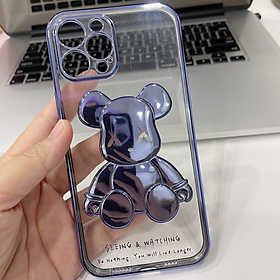 Case Ốp Lưng Dành Cho Iphone 12 Pro Max - Trong Suốt Gấu Nỗi Mạ Màu Sáng Bóng