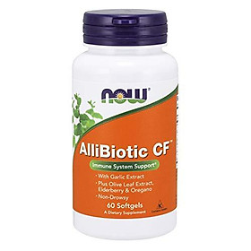 Viên Uống Now AlliBiotic CF Với Chiết Xuất Từ Tỏi, Lá Ôliu, Cây Cơm Cháy & Kinh Giới, Không Gây Buồn Ngủ (60 Viên Nang Mềm)