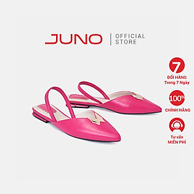 Giày búp bê nữ 3cm thời trang juno mũi nhọn phối khoá trang trí bb03111