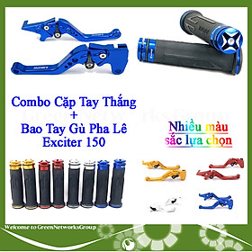 Cặp tay thắng 6 số kèm bao tay gù pha lê dành cho xe Exciter 150 Green