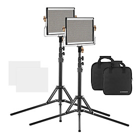 Bộ Đèn LED Trợ Sáng Chụp Ảnh Xách Tay Có Chỉnh Sáng Andoer Kèm Chân Đỡ Cho Studio (Cri95+) (3200-5600K)