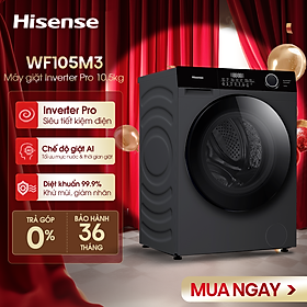 Máy giặt Hisense Inverter Pro 10.5kg WF105M3 giặt thông minh AI, điều khiển từ xa, bảo hành 3 năm - HÀNG CHÍNH HÃNG