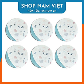 Lót Ly Siêu Thấm Diatom Mud Họa Tiết Gạch Terrazzo - Xanh - Bộ 6 Lót Ly