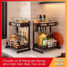 VB47 Kệ gia vị 2 TẦNG cao cấp (giỏ đựng đũa thìa, giá để thớt, giá để dao) chất liêu không gỉ sơn tĩnh điện 