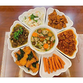 Bộ Bát Đĩa Hoa Mặt Trời Bé 6811 Việt Nhật Nhựa PP Màu Trắng Dùng Để Bày Đồ Cúng