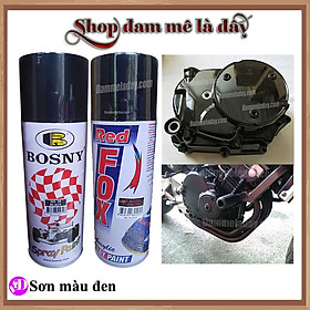 Sơn xịt đen bóng, đen nhám Bosny Redfox  Thái lan dung tích 400ml - sơn ô tô, sơn xịt xe máy