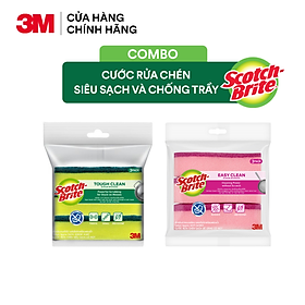 Mua Cước rửa chén siêu sạch có mút Scotch Brite 3M 115x70mm hình sóng kháng khuẩn  lấy sạch vết bẩn