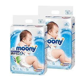 Combo 2 Bỉm - Tã dán Moony Blue size S 84 miếng Cho bé 4 8kg