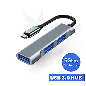 Mua Cáp Chuyển Đổi USB Type C Ra 3 Cổng USB 3.0 Tốc Độ Cao Vinetteam - HUB USB Type C To 3 Port USB - Cổng Chia USB Mở Rộng Kết Nối Chuyển Đổi Cho Macbook Laptop PC - Hàng Chính Hãng