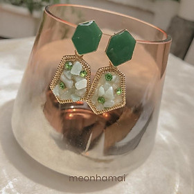Khuyên tai bạc 925 đá màu sang chảnh MEONHAMAI