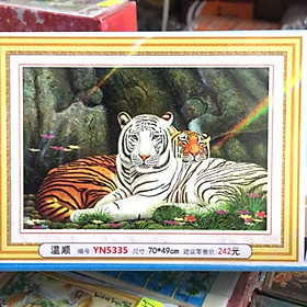 Tranh Đính Đá Gia Đình Hổ