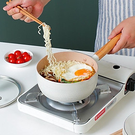 Mua Chảo chống dính 18cm sâu lòng có tay cầm cán gỗ chống bỏng màu lúa mạch