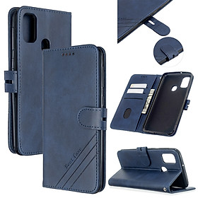 For Samsung A51/A71/M30S Case Soft Leather Cover with Denim Texture Precise Cutouts Wallet Design Buckle Closure Smartphone Shell Style