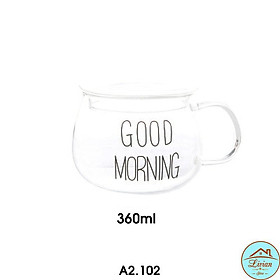 Mua Ly thủy tinh cốc thủy tinh tròn có quai in chữ Good morning chịu nhiệt tốt