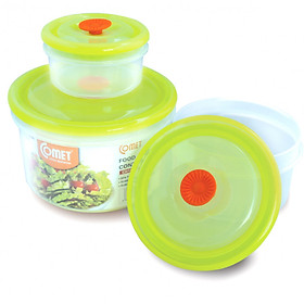 Bộ hộp nhựa đựng thực phẩm COMET 3 hộp tròn - CH1616G (Màu xanh lá)