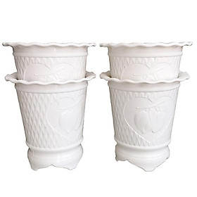 Combo 4 chậu trồng hoa trái đào trắng size 17x19cm- Tại HCM