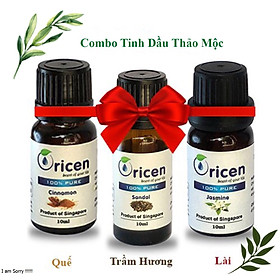 Combo Tinh Dầu Thảo Mộc Oricen 3 chai 10ml - Quế + Trầm Hương + Hoa Lài