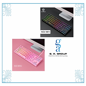 Mua Bàn phím giả cơ SHIPADOO K87 Nút tròn đèn led 7 màu cực đẹp (hồng/ đen)