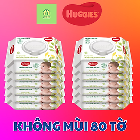 Combo 1 thùng 12 gói khăn ướt Huggies Không mùi 80 tờ mẫu mới