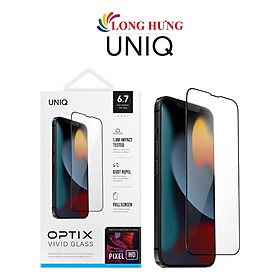 Dán màn hình cường lực Full viền chống bụi tĩnh điện Uniq Optix Vivid Glass iP 13 Series - Hàng chính hãng