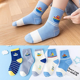 Set 5 đôi tất len cao cổ cho bé trai và bé gái nhiều màu sắc size từ 1 đến 13 tuổi (Link 1 mẫu mới)
