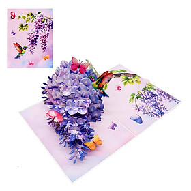 F63 -  Thiệp 3D Chim Ruồi & Hoa Tử Đằng – Pop Up Card Viethands Giftshop