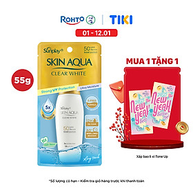 Kem chống nắng Skin Aqua dưỡng trắng, kiểm dầu, dùng hàng ngày dạng sữa Sunplay Skin Aqua Clear White Eco Việt Nam SPF50, PA++++ 55g