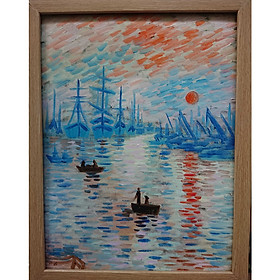 Tranh Sơn Dầu Vẽ Tay 30x40cm - Mặt Trời Mọc (Monet)