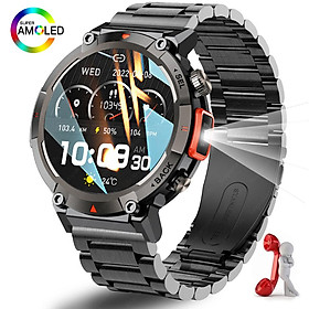 2023New ngoài trời Đồng hồ thông minh Đàn ông với đèn pin thể thao thể dục Vòng tay Huyết áp IP67 smartwatch không thấm nước cho Android iOS